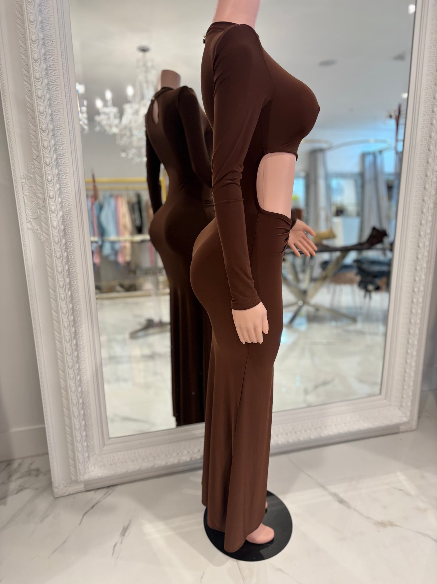 Ethereal Flow Code Maxi Dress Brown