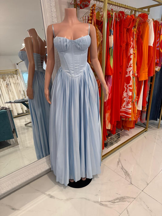 Elegance Satin Maxi Dress Blue