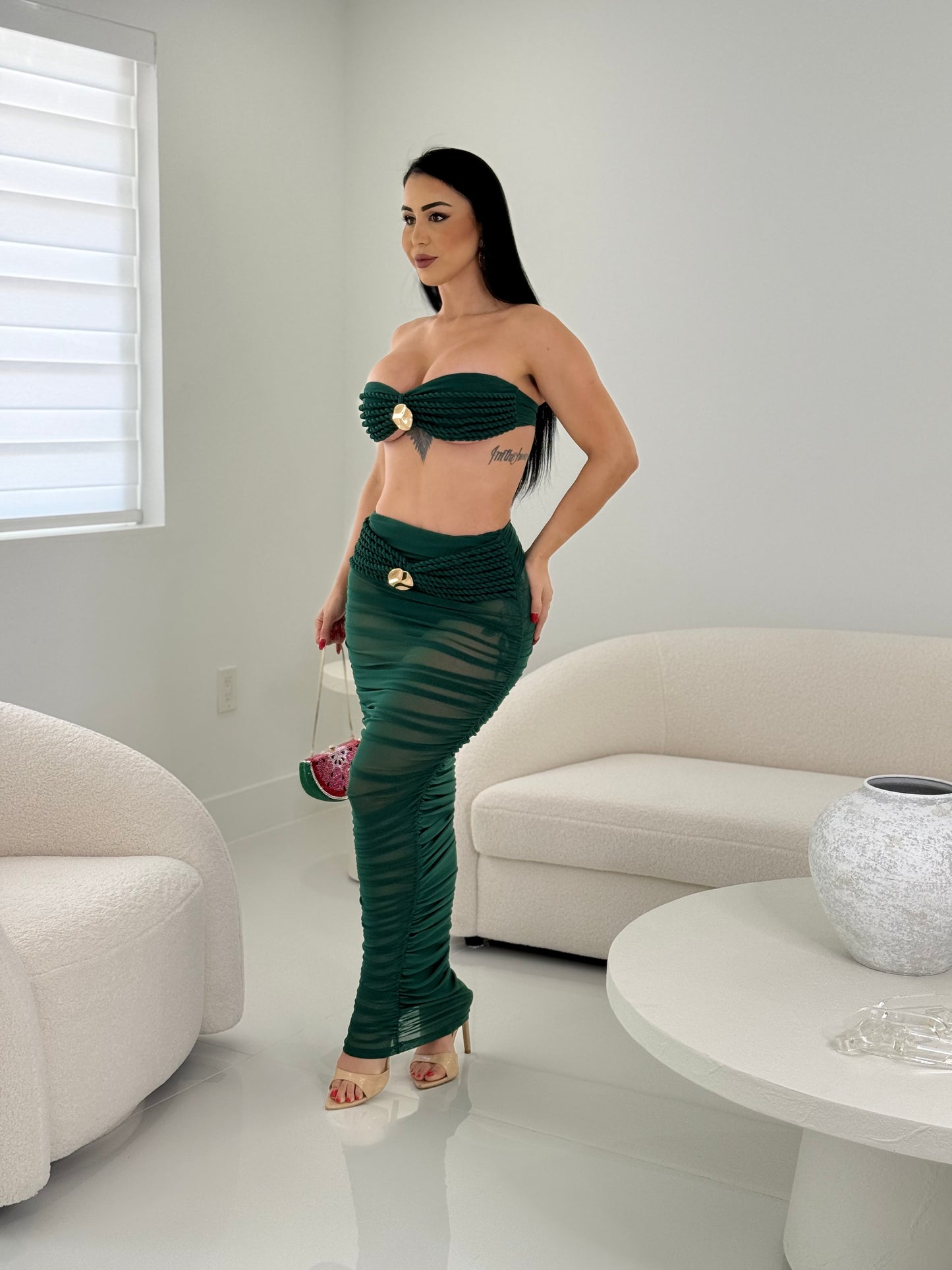 I'm a Little Tied Up Skirt Set Green