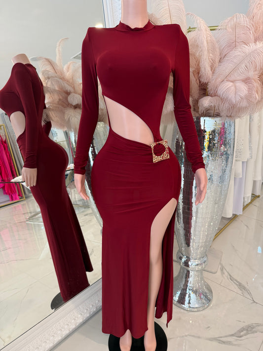 Ethereal Flow Code Maxi Dress Rojo Vino