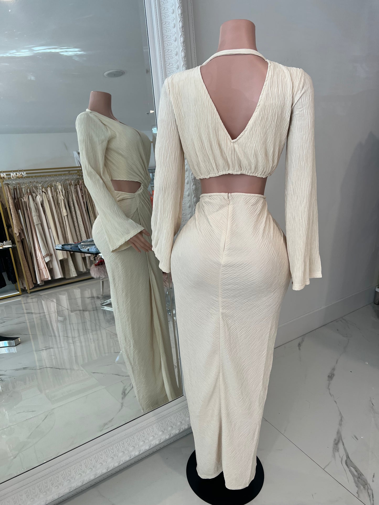 Moonlit Mirage Ruched Maxi Dress