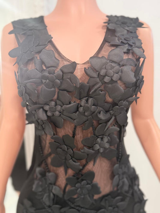 Glamour Floral Mesh Satin Mini Dress