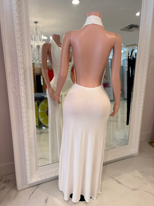 Sculpted Glow Ruched Maxi Dress White