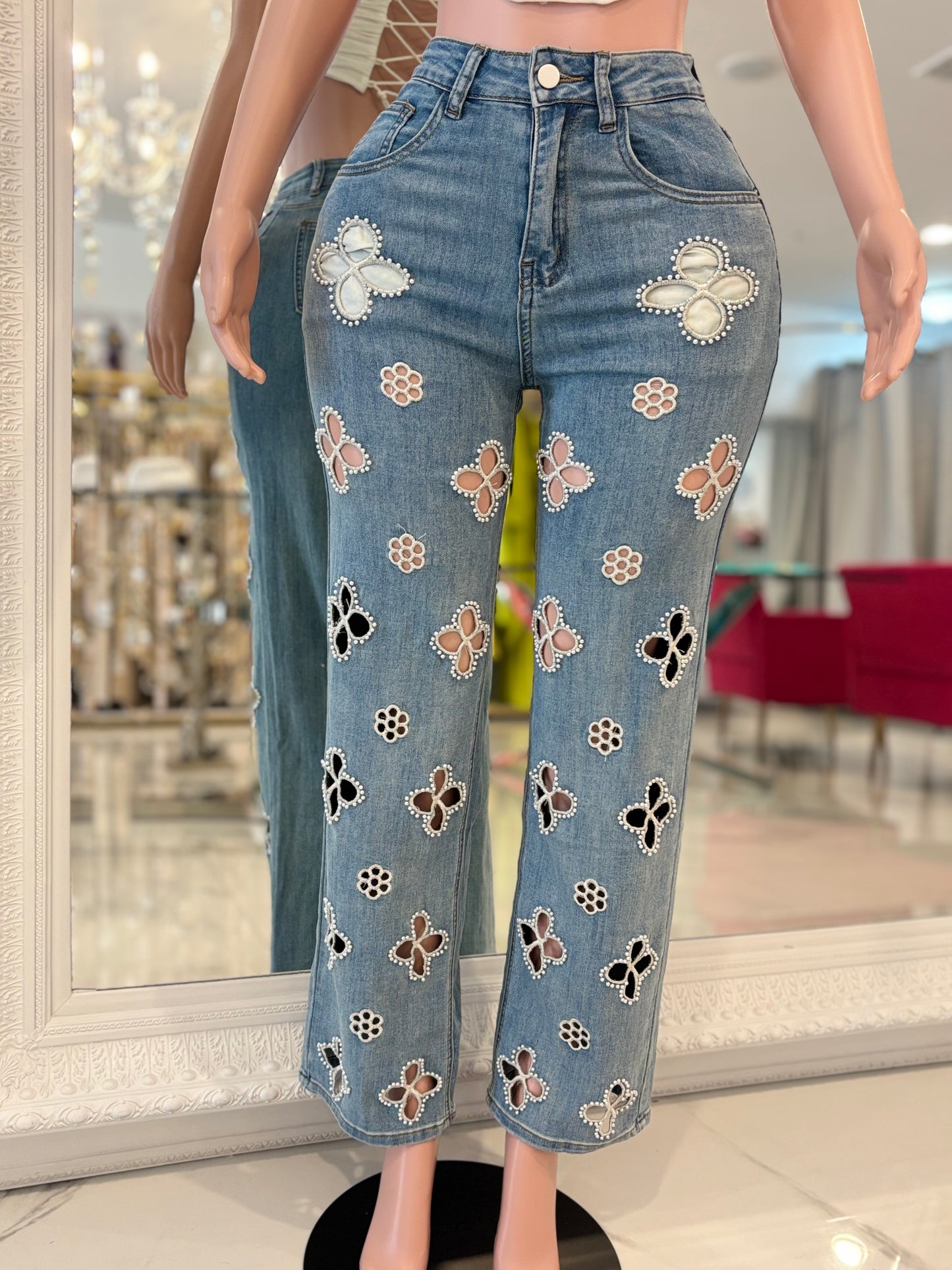 Flores con Perlas Jeans