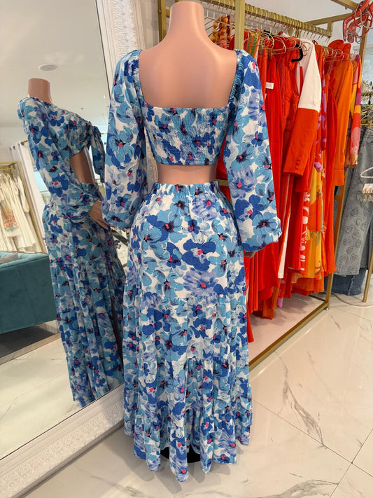 Tropic Bloom Ensemble Floral Ruched Skirt Set