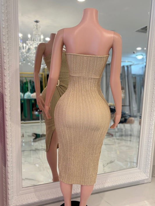 Wanna Be Your Girl Midi Dress Nude