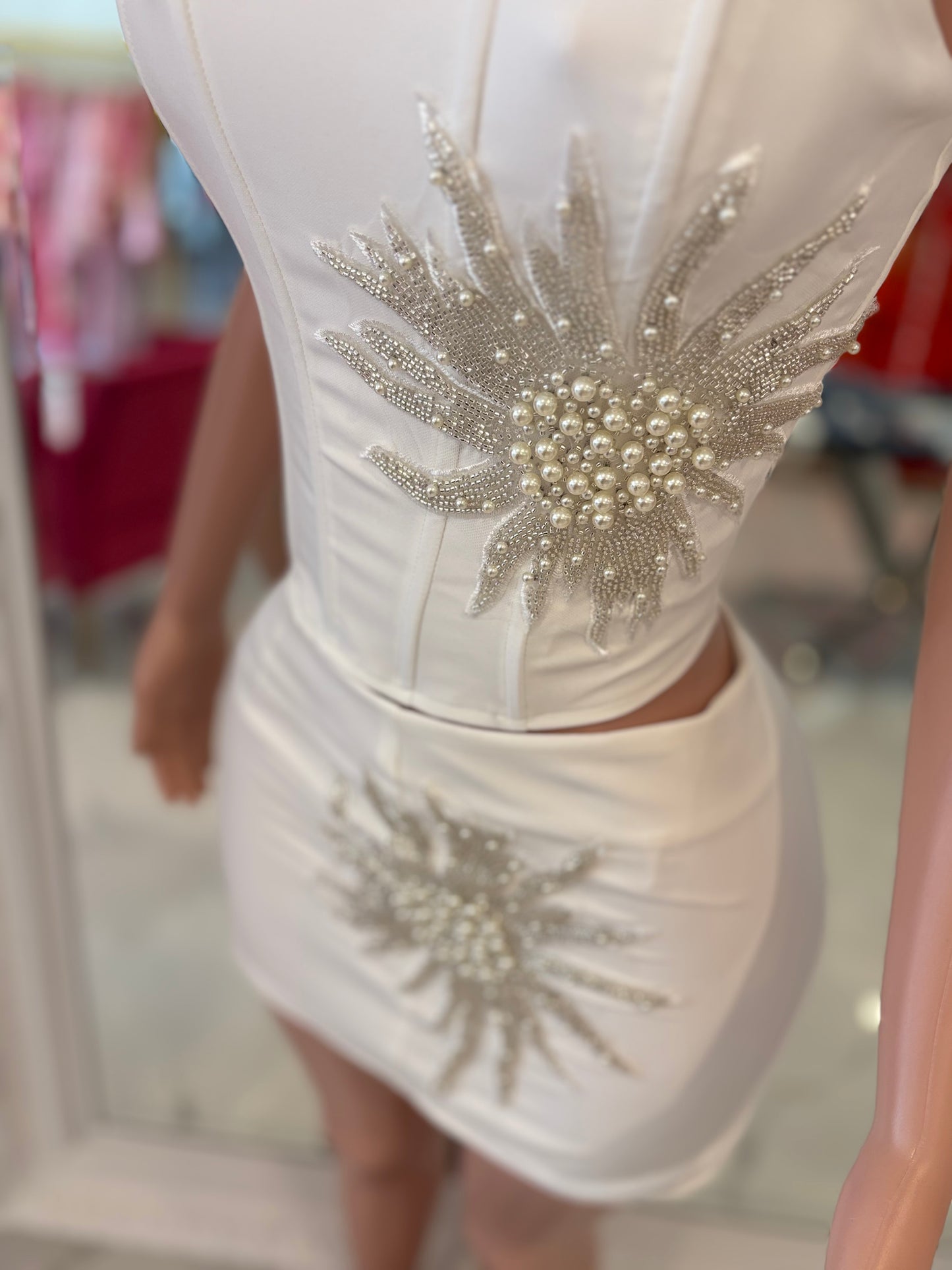 Pearl Skirt Set White