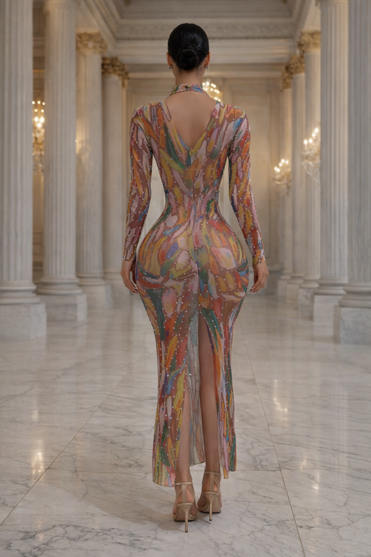 Party Maxi Dress Geometric