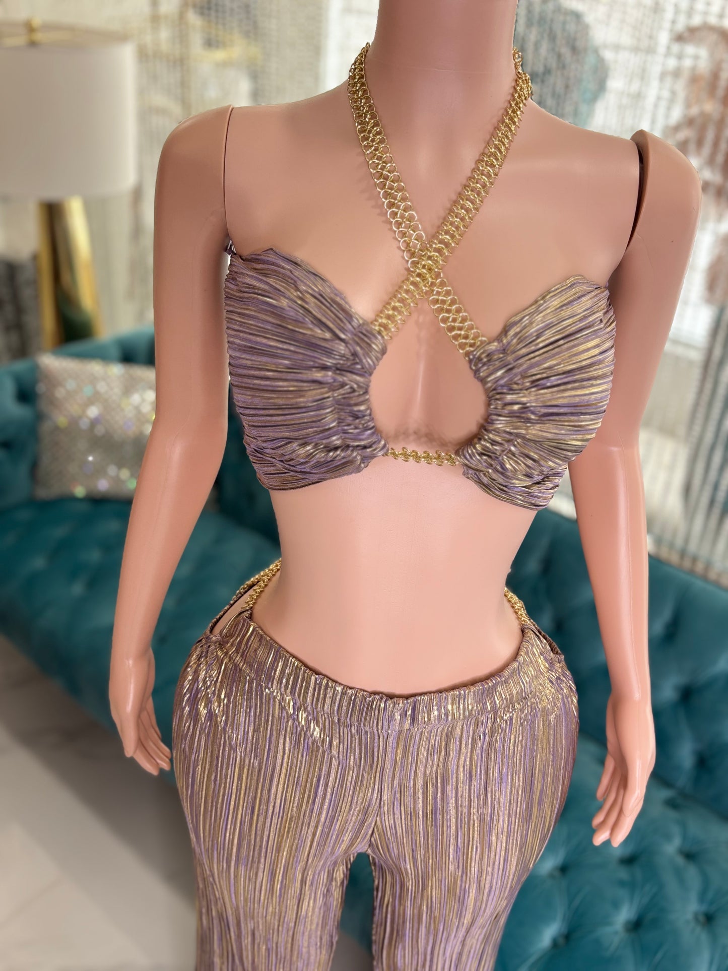 Amore Me Metallic Pants Set