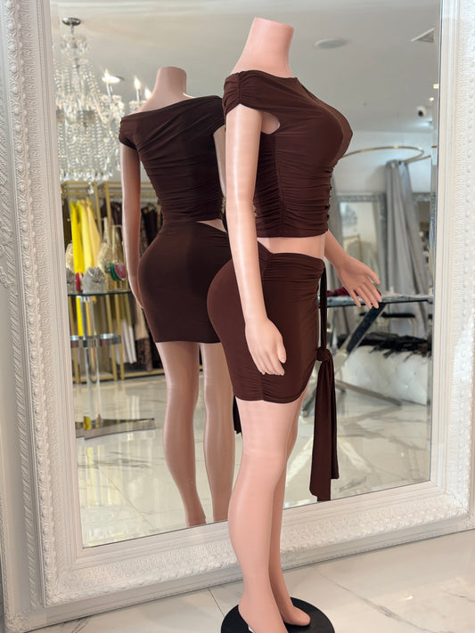 Cutella Skirt Set Brown