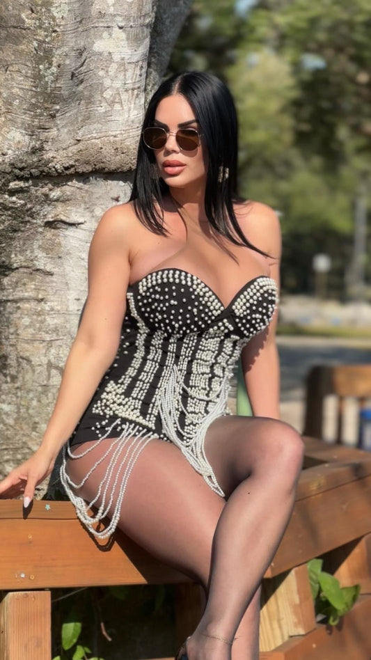 Pearls Romper Black