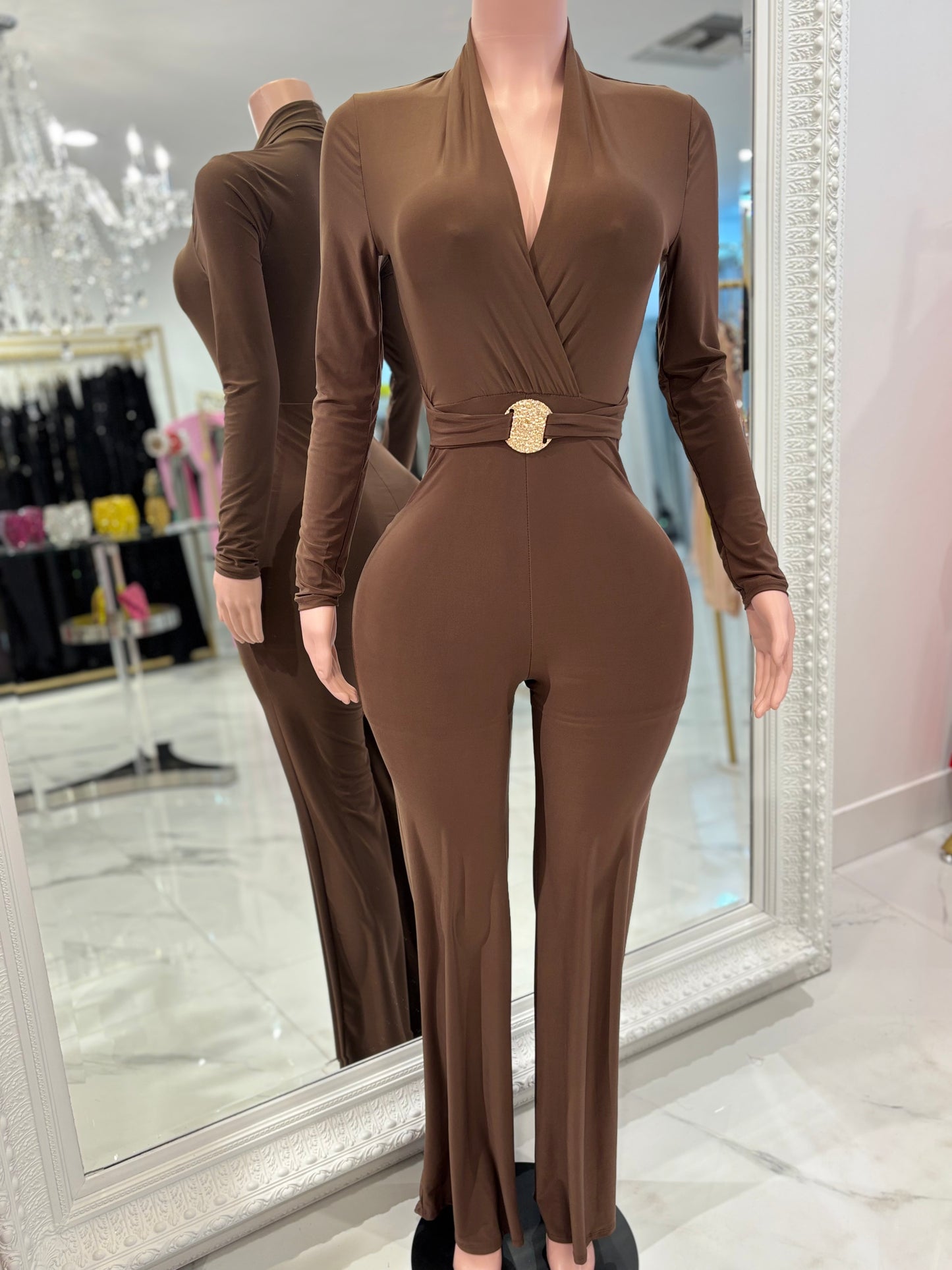 On the Top Jumpsuit Brown 8080 uptown