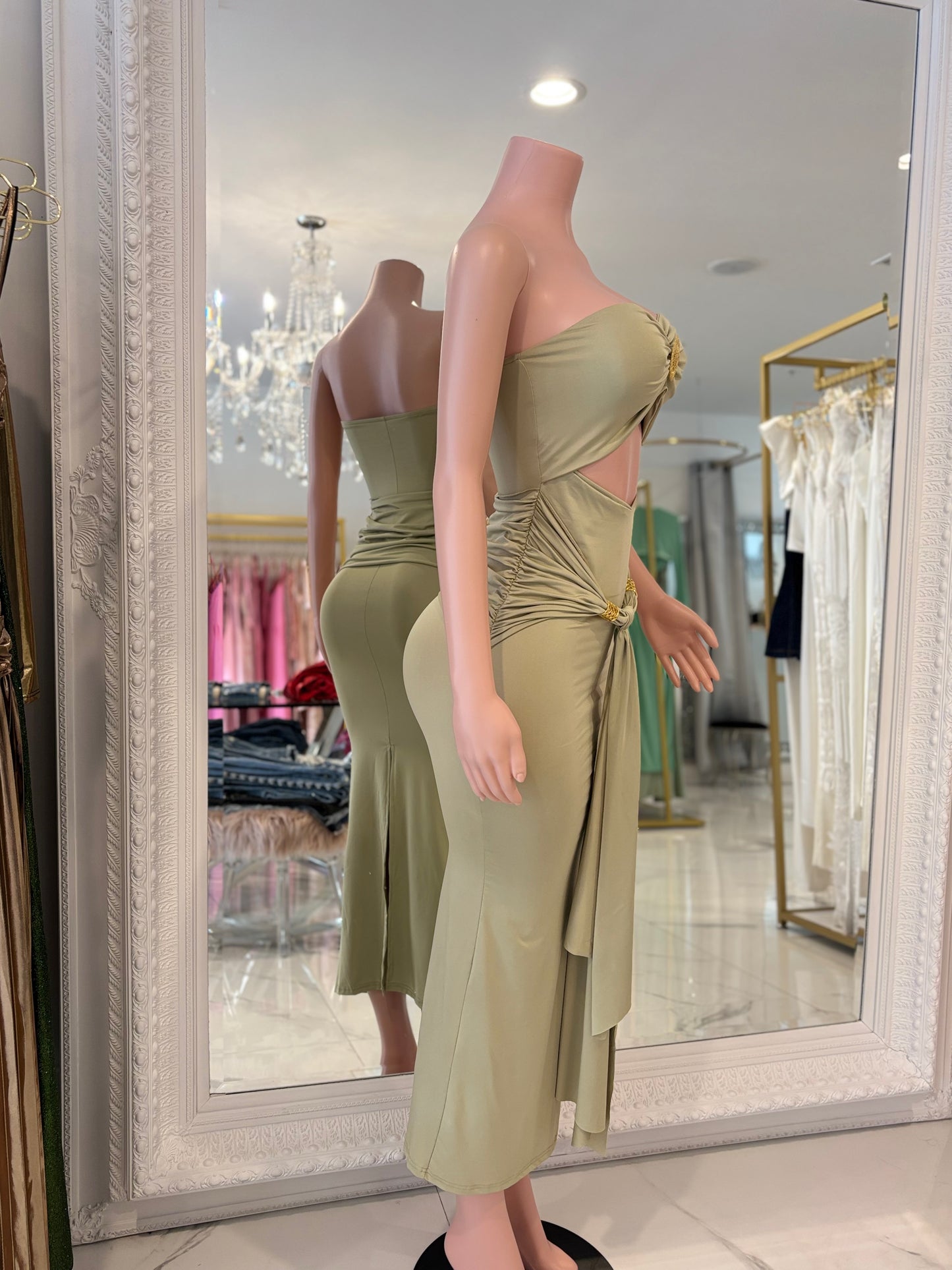 Flor de Loto Midi Dress Light Green