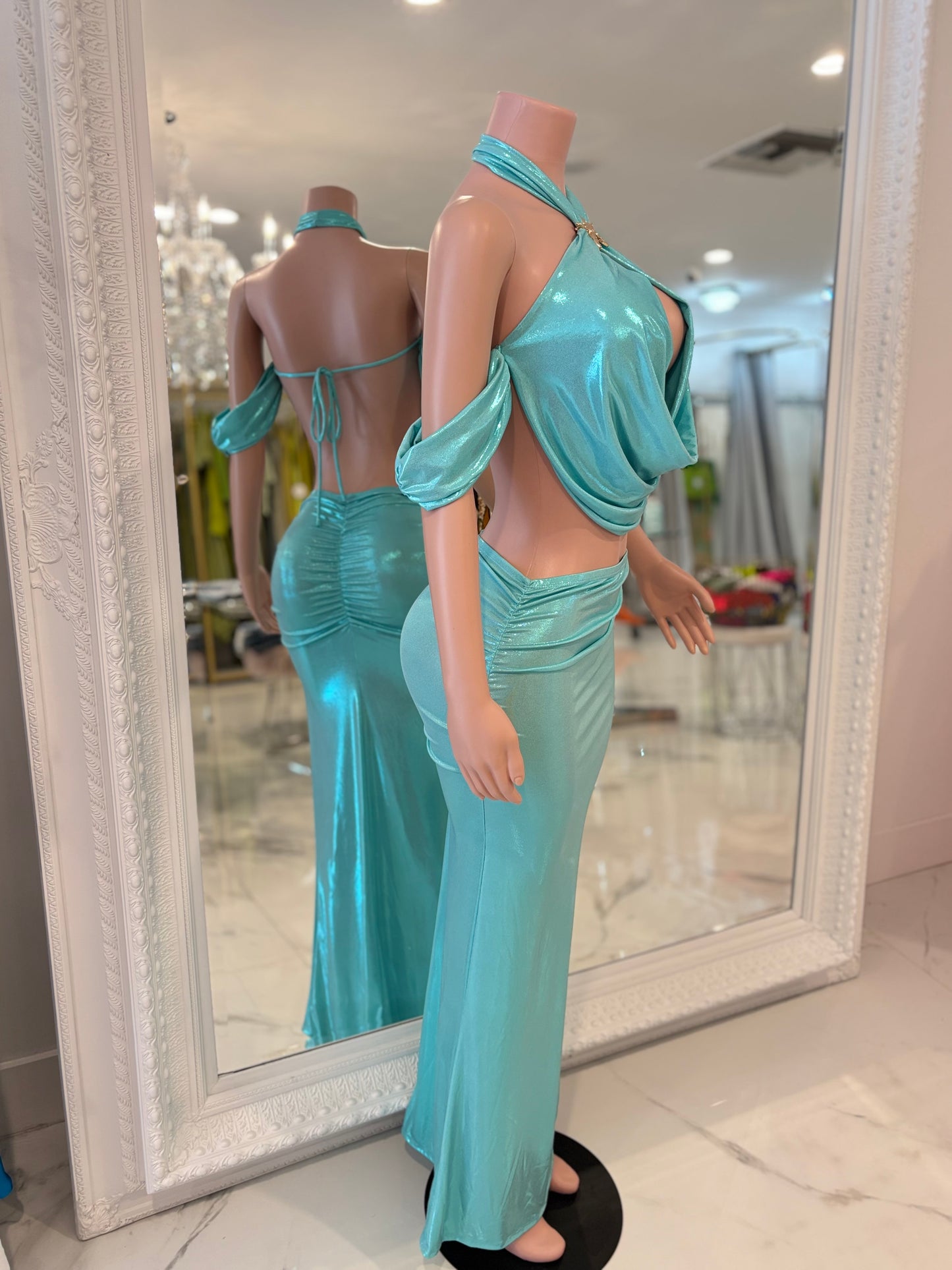Brighter Than Any Peal Skirt Set Blue
