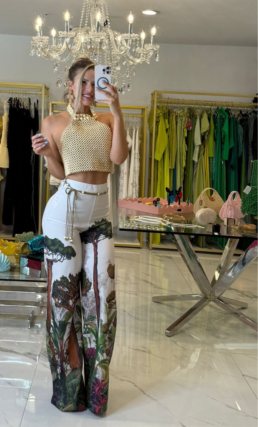 TropiChic Floral Pant Set Nude