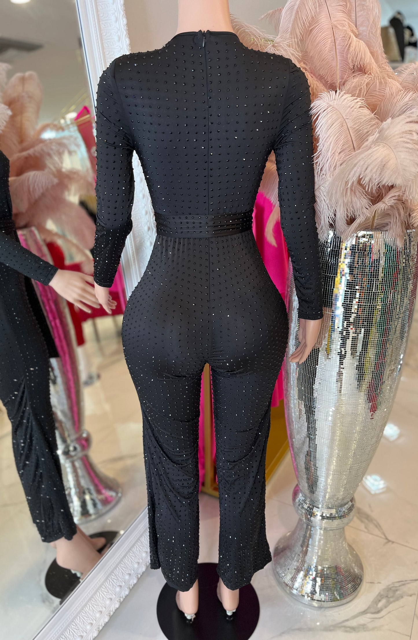 Inferno Nights Rhinestone Jumpsuit Black