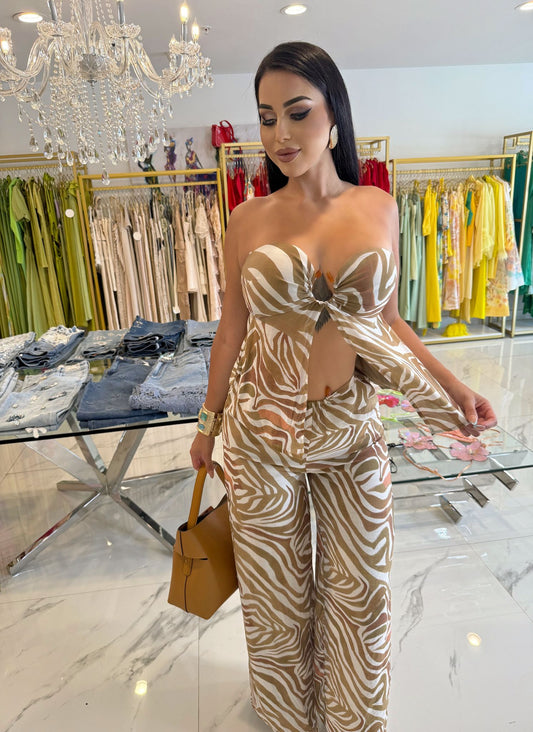 Casual Chic Pants Set Zebra