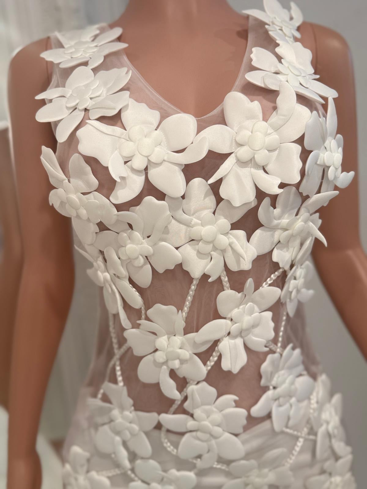 Glamour Floral Mesh Satin Mini Dress