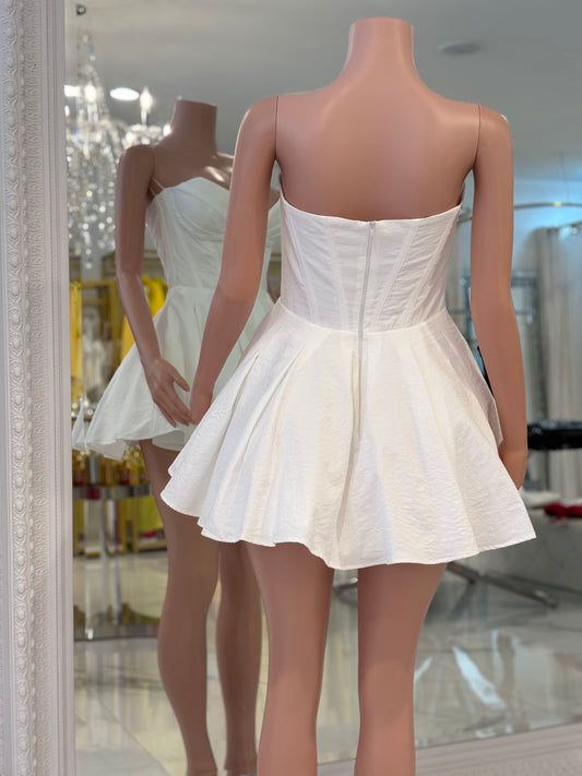 Petal Whimsy Mini Dress White