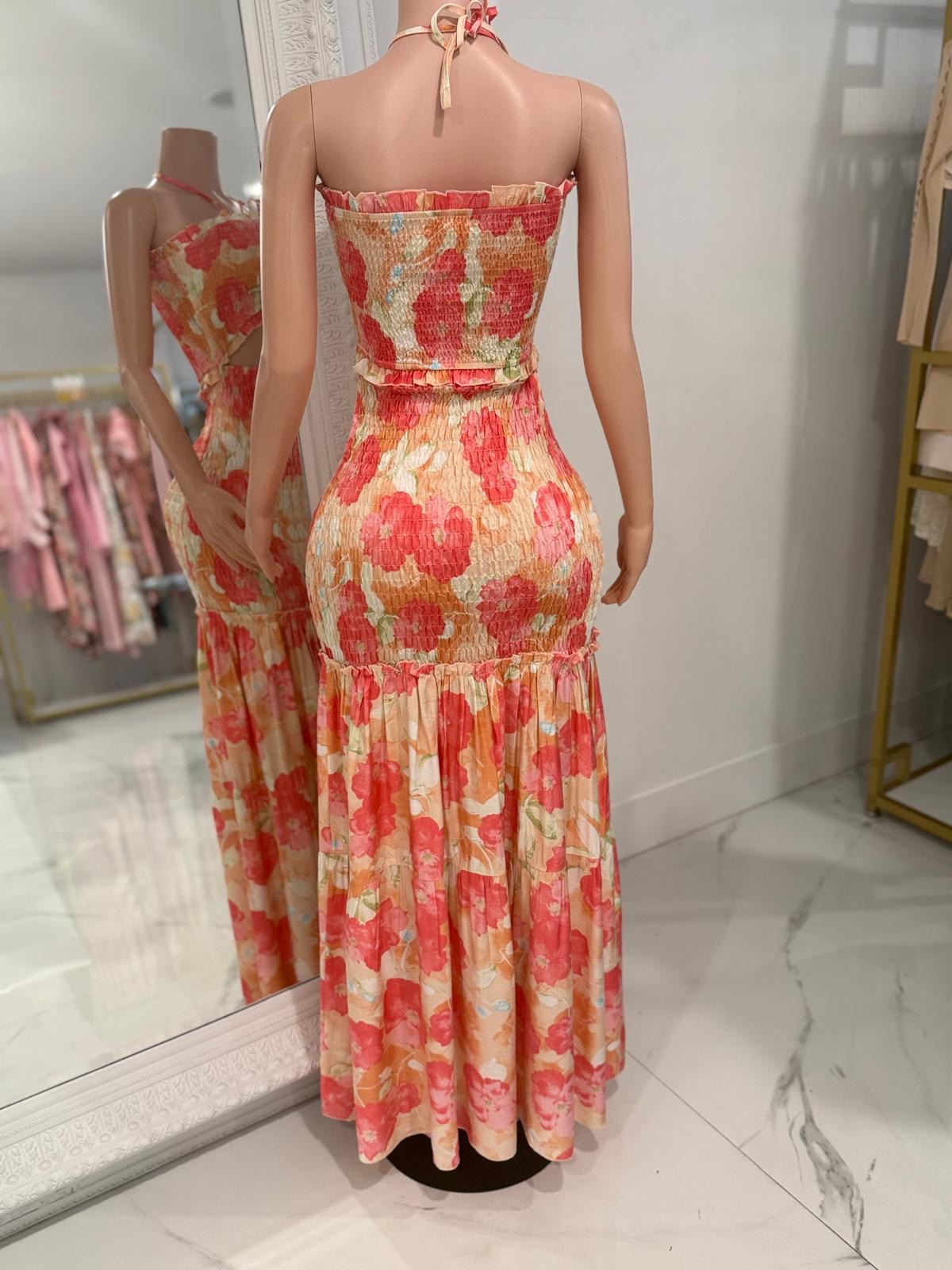 Wildflower Whimsy Floral Maxi Dress Pink