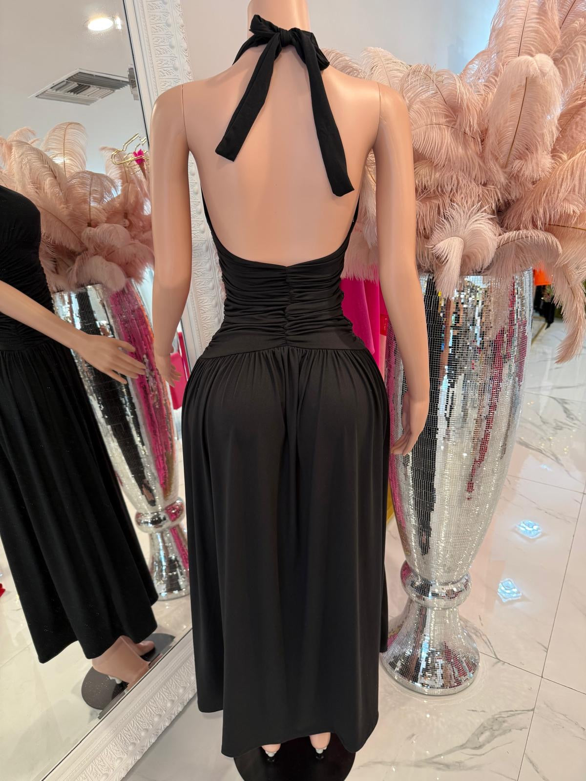 New Flow Ruched Maxi Dress Black