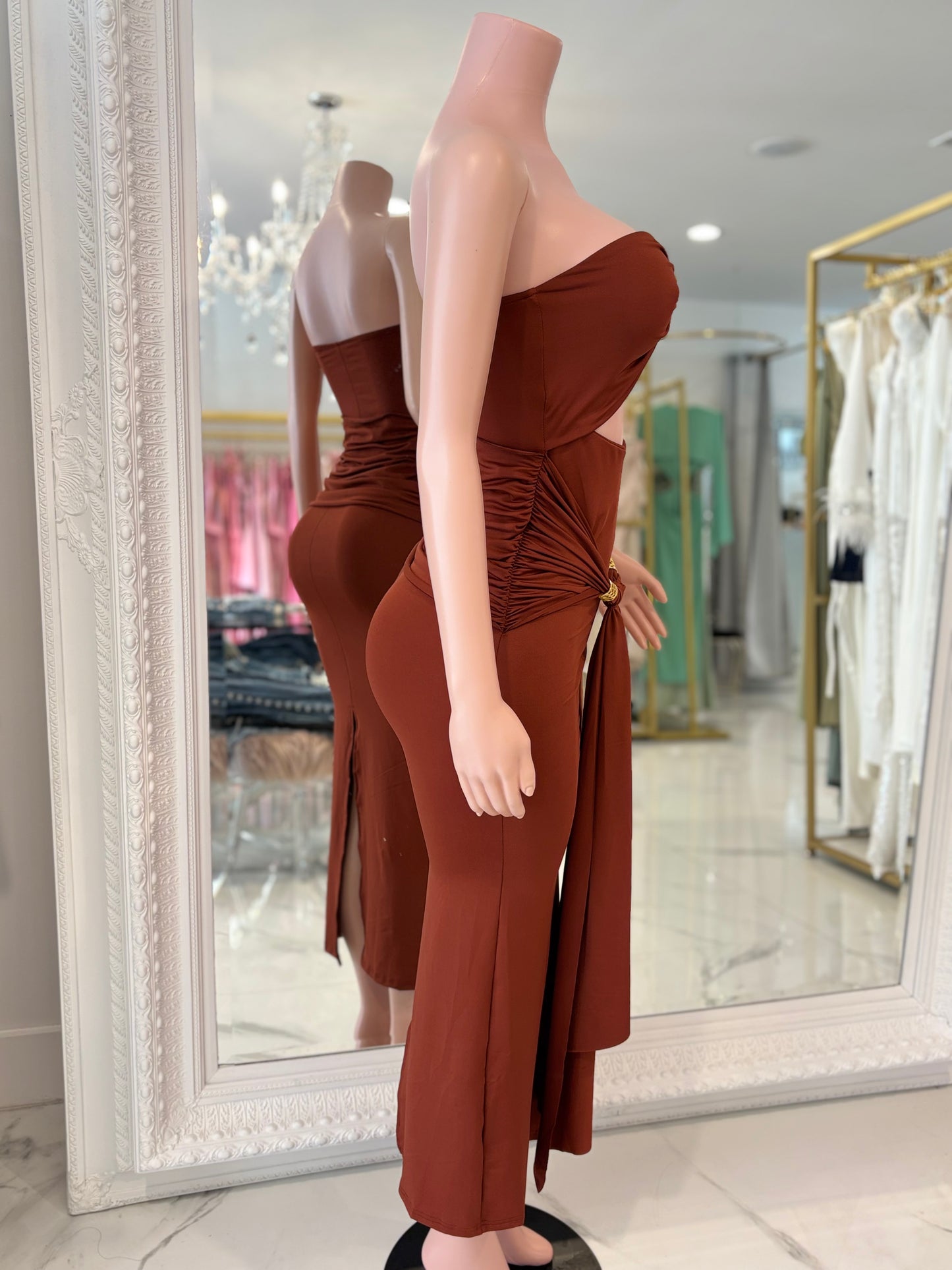Flor de Loto Midi Dress Brown