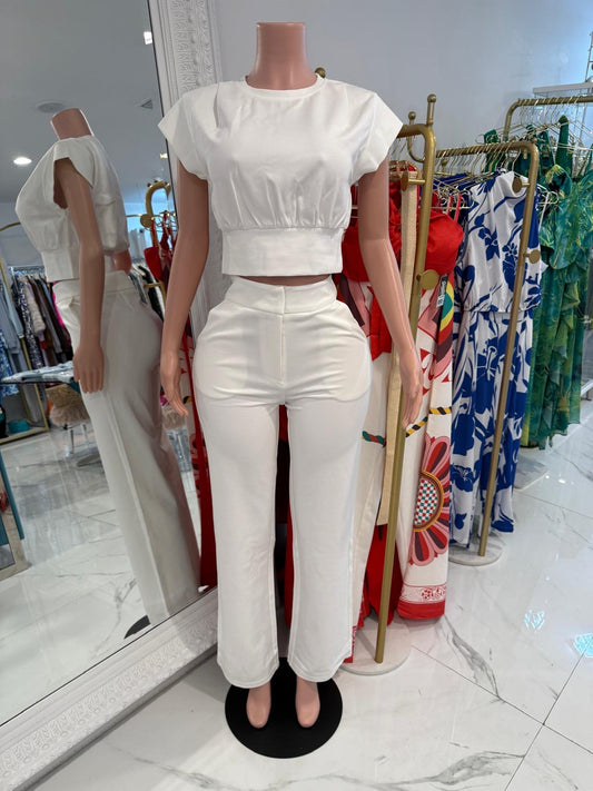 The Luxe Comfort Pant Set White