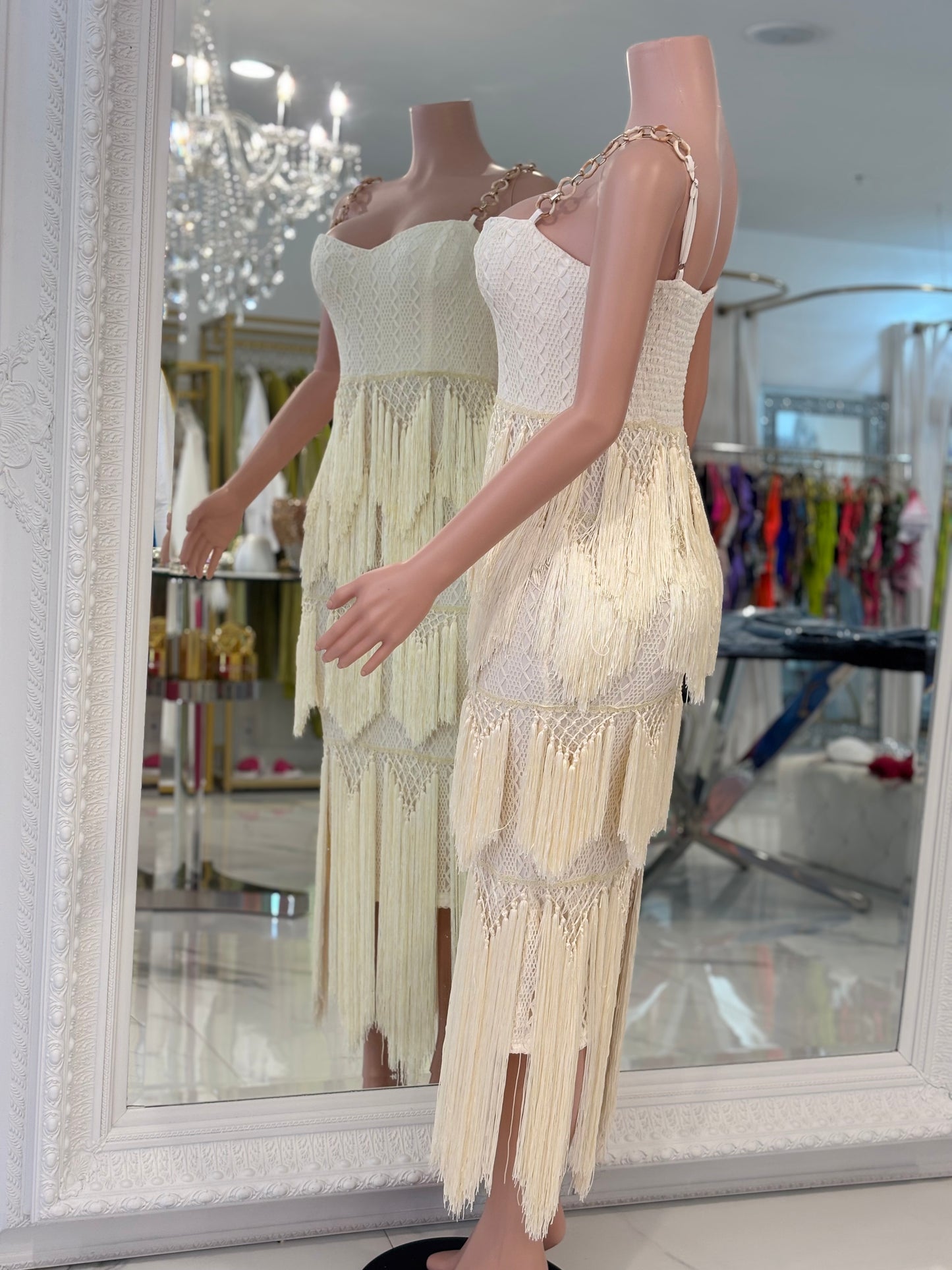 Boho Mirage Crochet Maxi Dress White