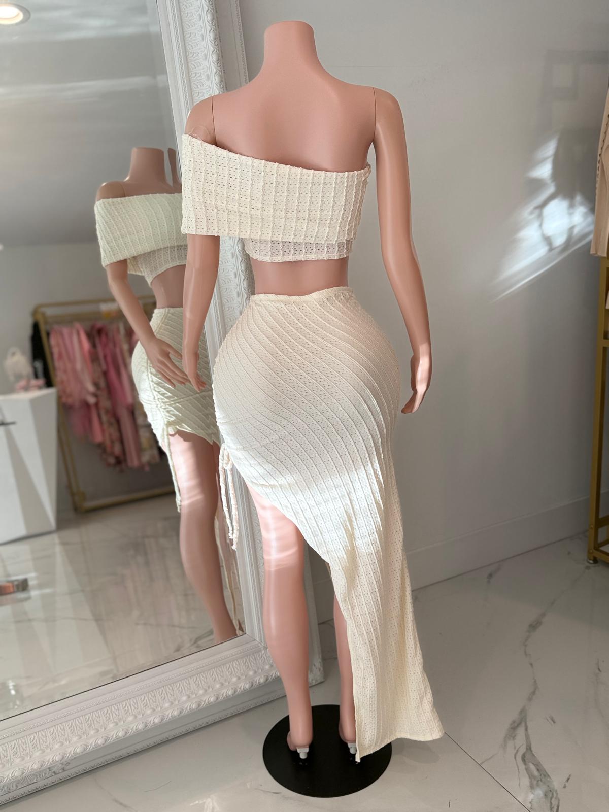 Rustic Romance Ruched Skirt Set Nude