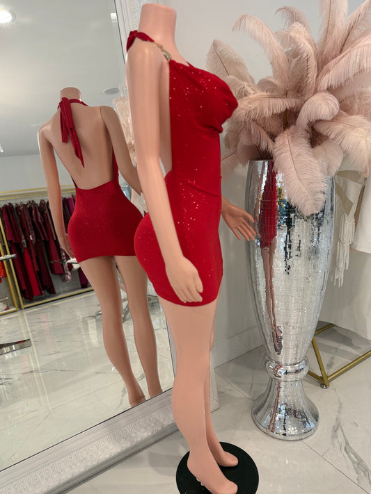 Forbidden Glow Mini Dress Red