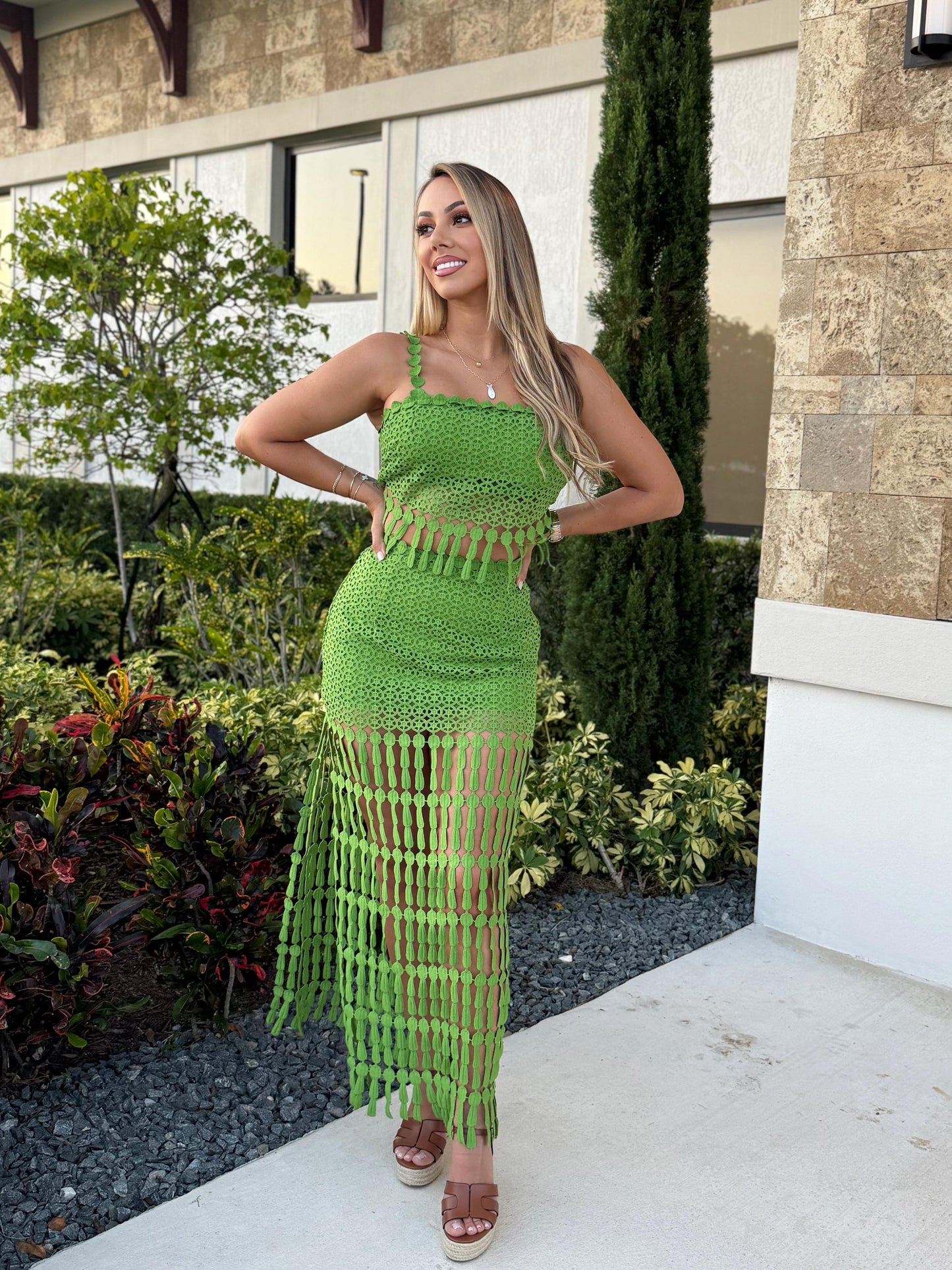 Tassel Tango Crochet Skirt Set
