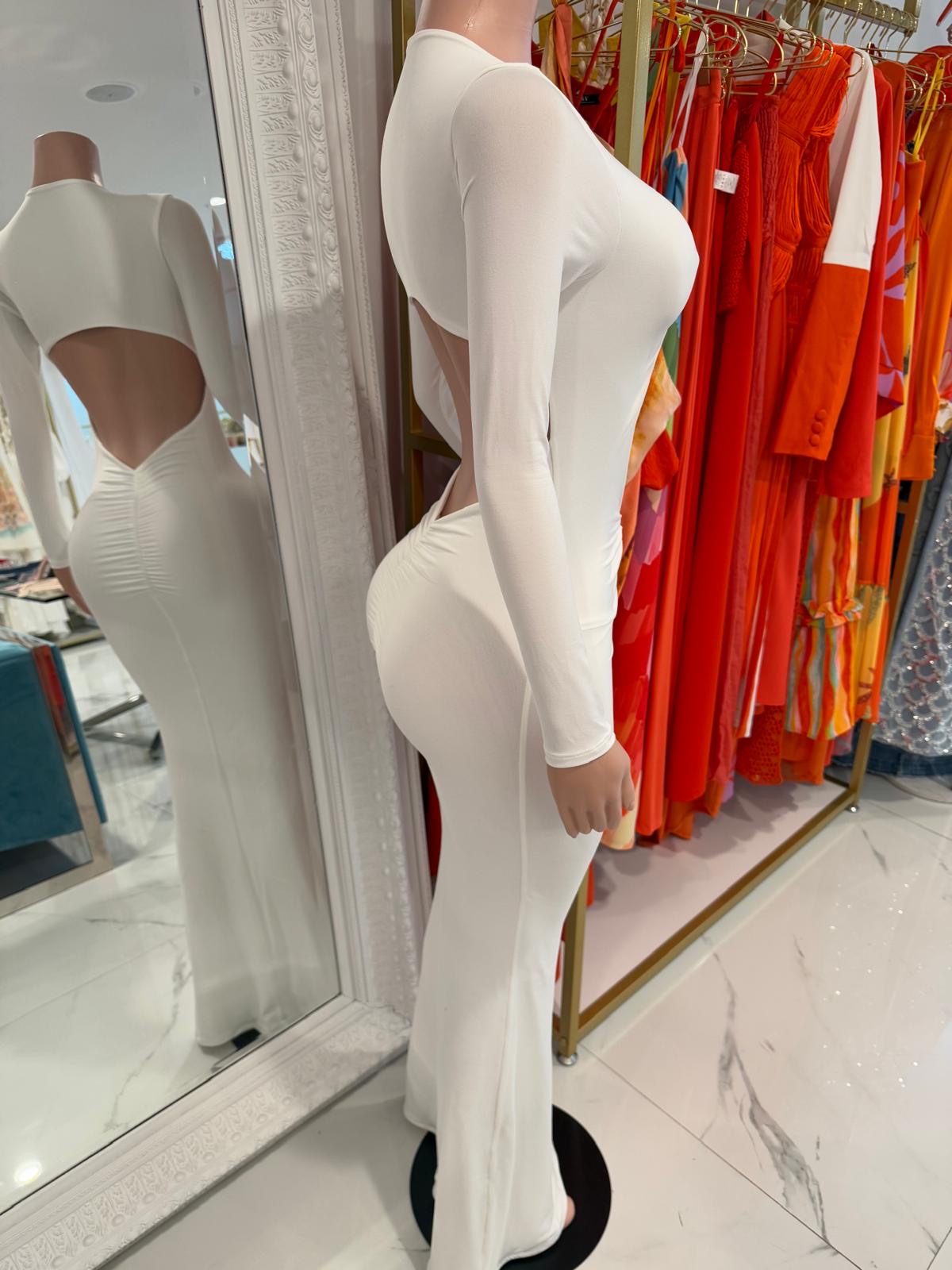 Soraya Ruched Maxi Dress White