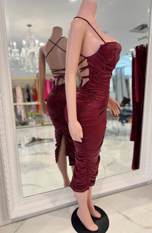 Let’s Get Risky Midi Dress Red