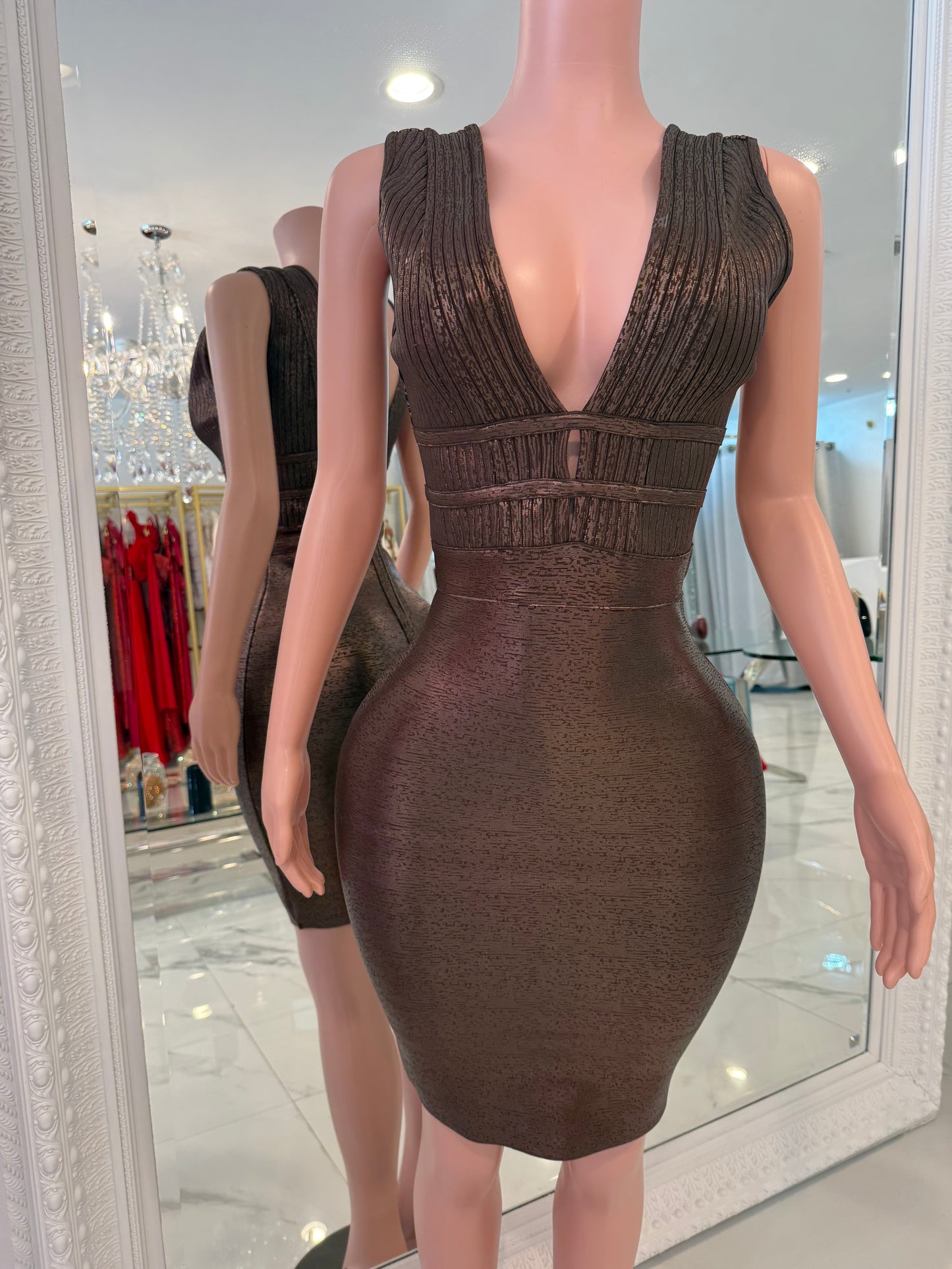 Let's Get Real Baby Midi Dress Brown