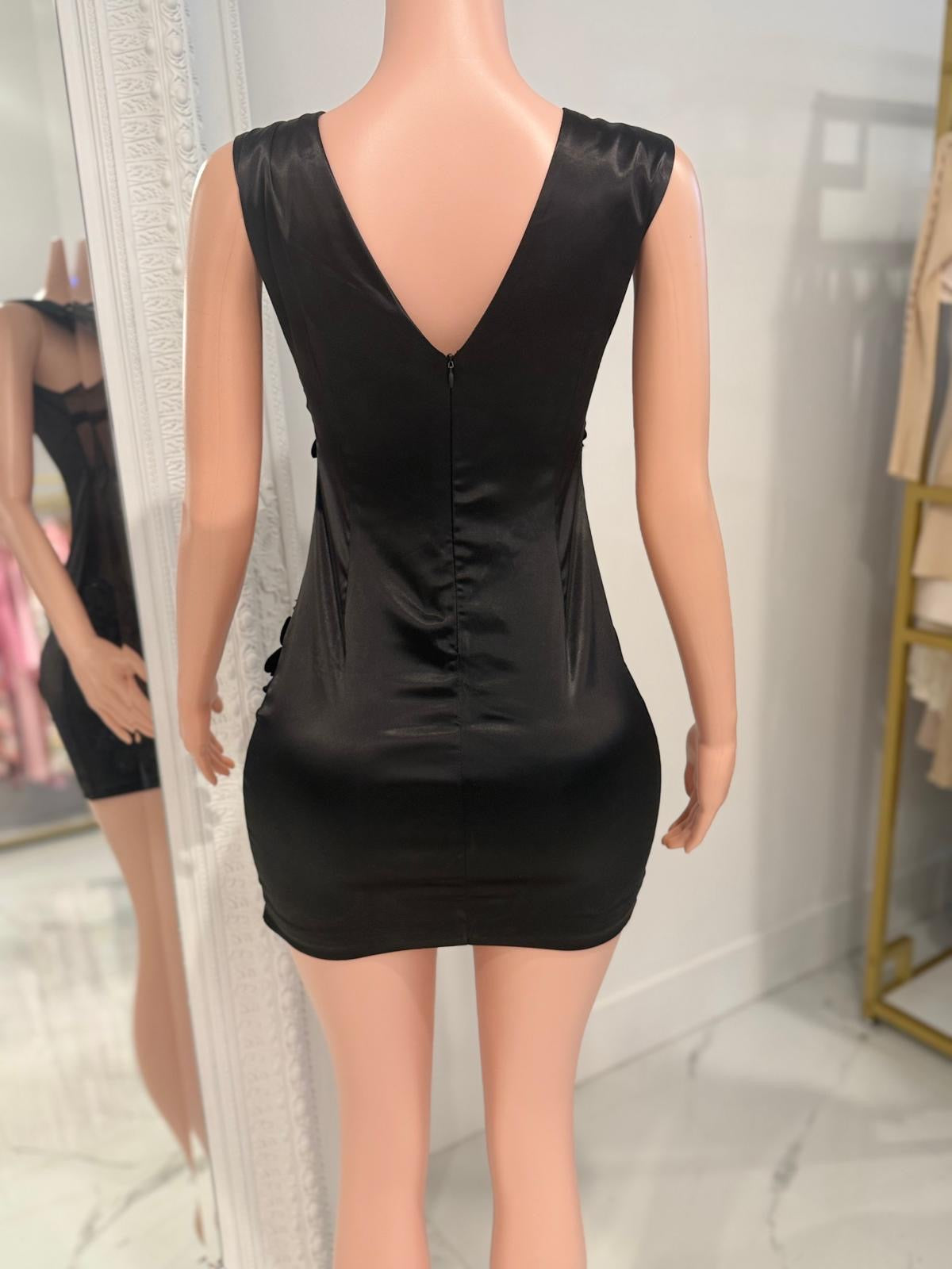 Glamour Floral Mesh Satin Mini Dress