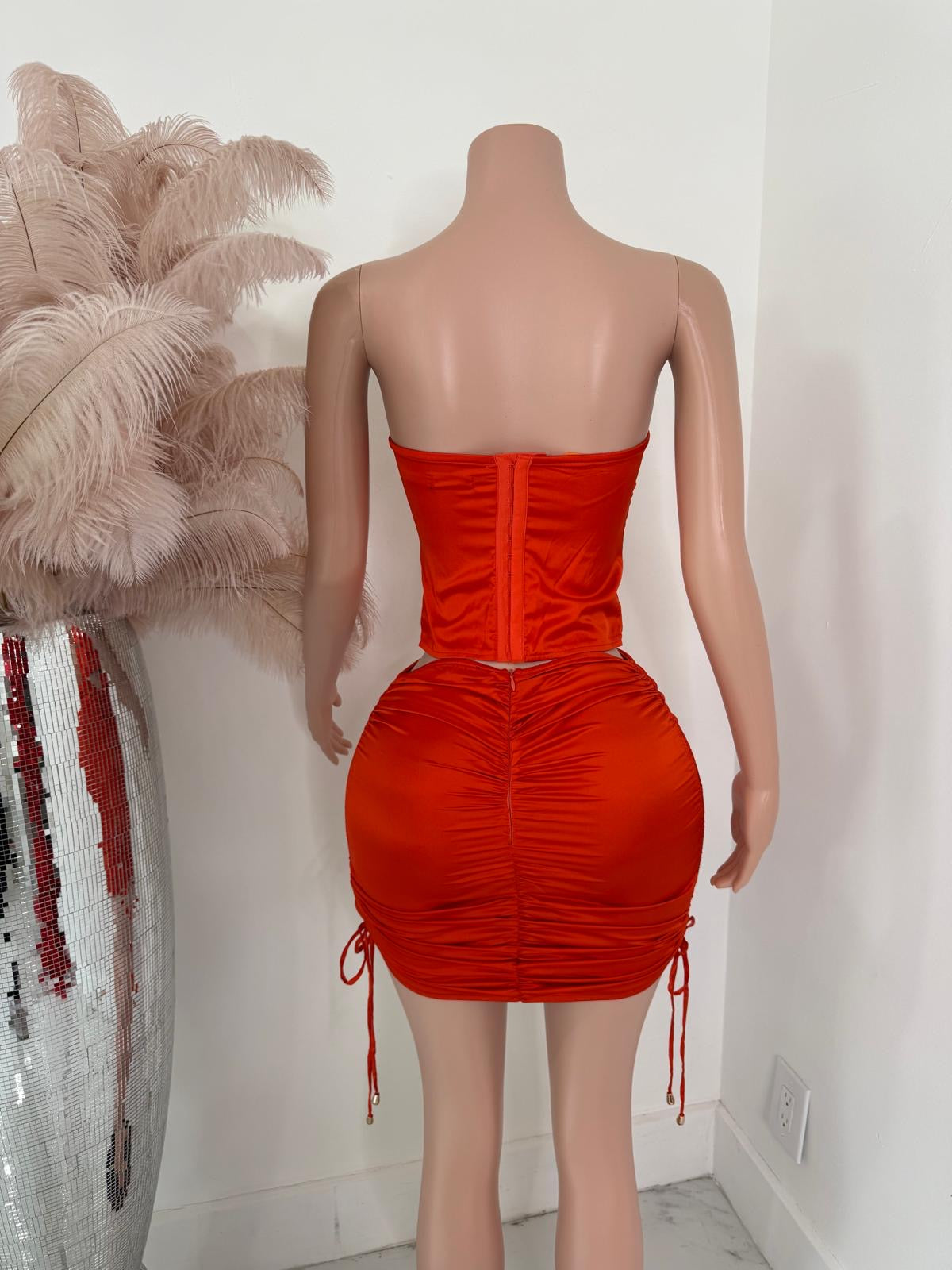 Aurora Luxe Satin Ruched Skirt Set