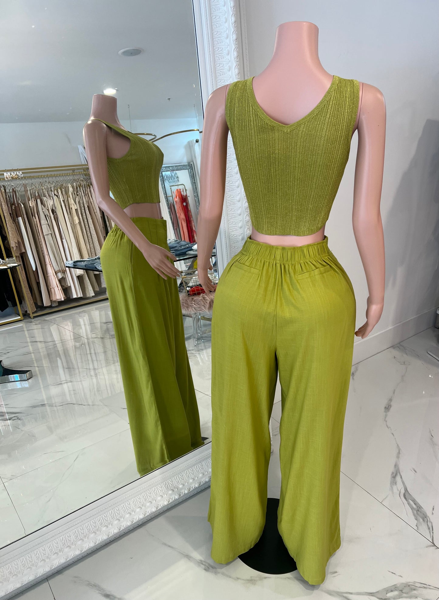 Serene Flow Ribbed Linen Pant Set