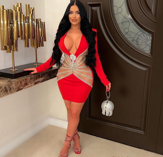 Look Up At Me Baby Mini Dress Red