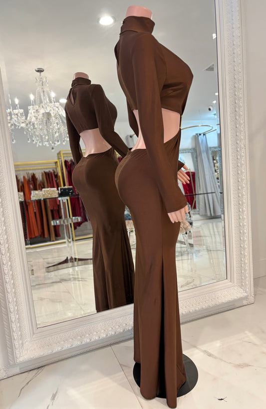 Beauty is Deadly Brown Maxi Dress Brown