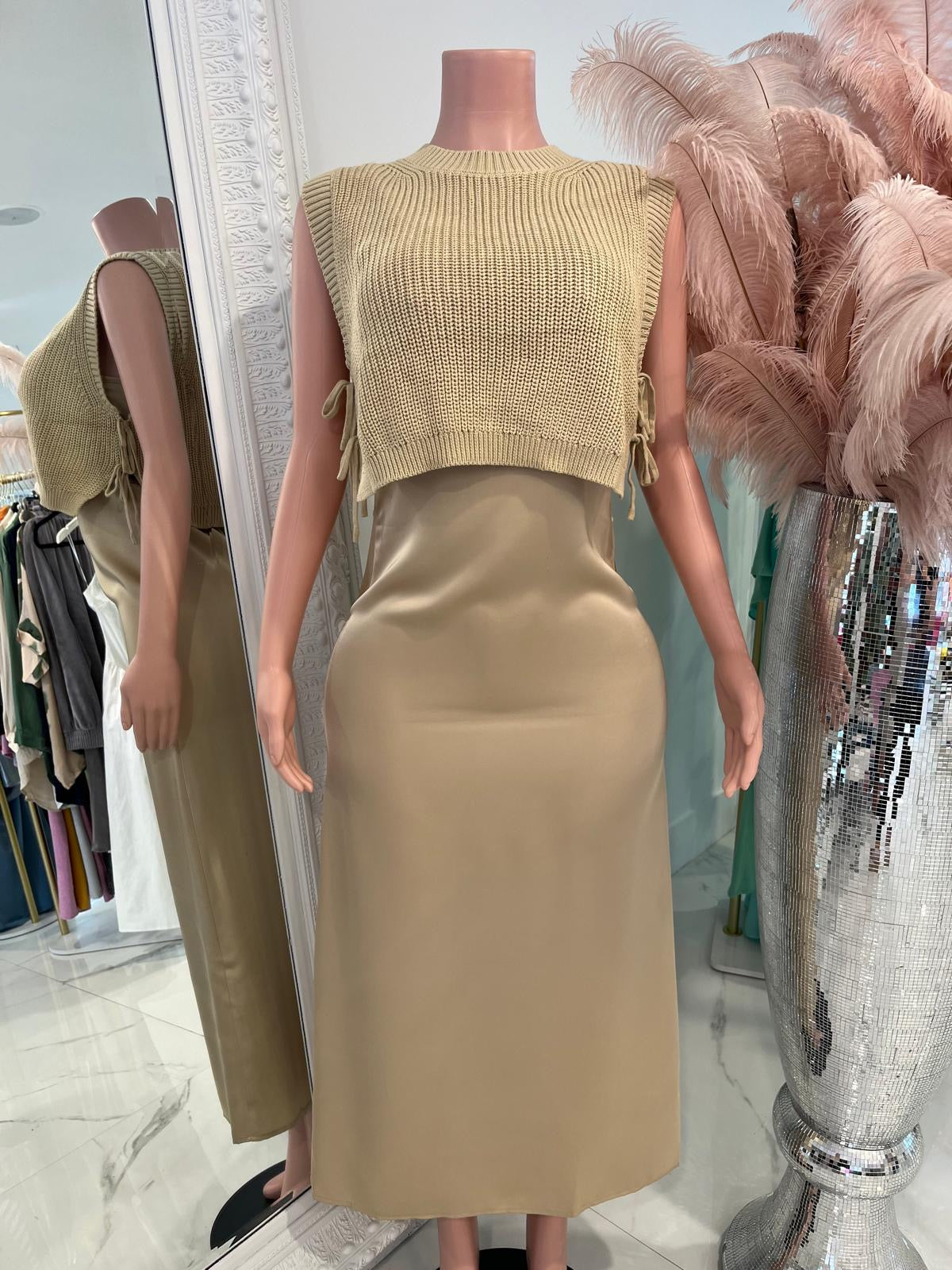 Lover Girl Satin Sweater Maxi Dress Set Nude Exotic Fashion Boutique Lover Girl Satin Sweater Maxi Dress Set Nude Exotic Fashion Boutique
