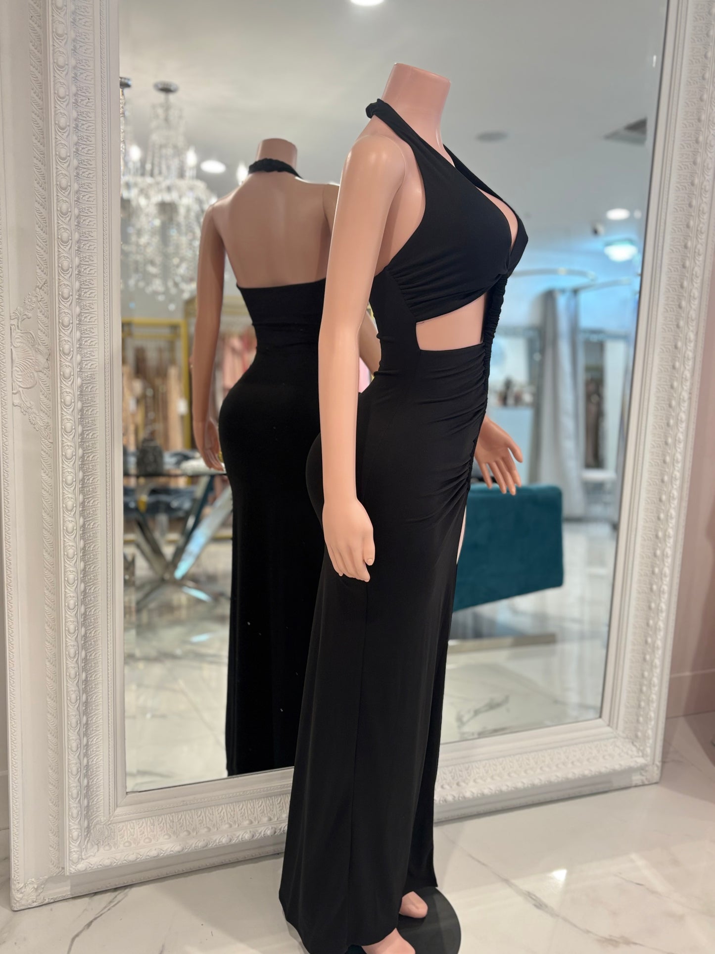 Sculpted Glow Maxi Dress Black