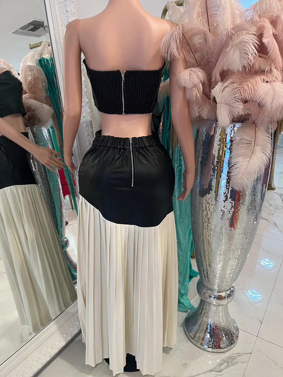 Fashion Cute Leather Skirt Set