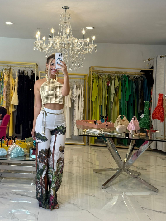 TropiChic Floral Pant Set Nude