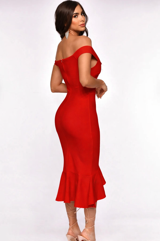 Never Sorry Midi Dress Red