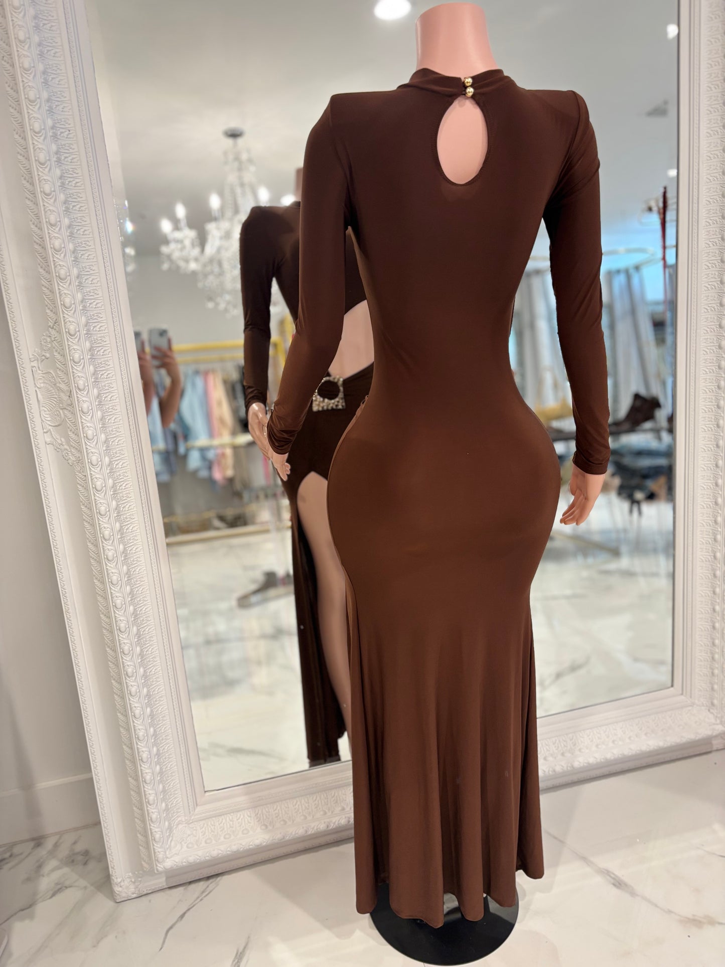 Ethereal Flow Code Maxi Dress Brown