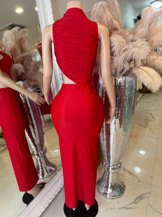 Amazing Curve Ruched Maxi Dress Red