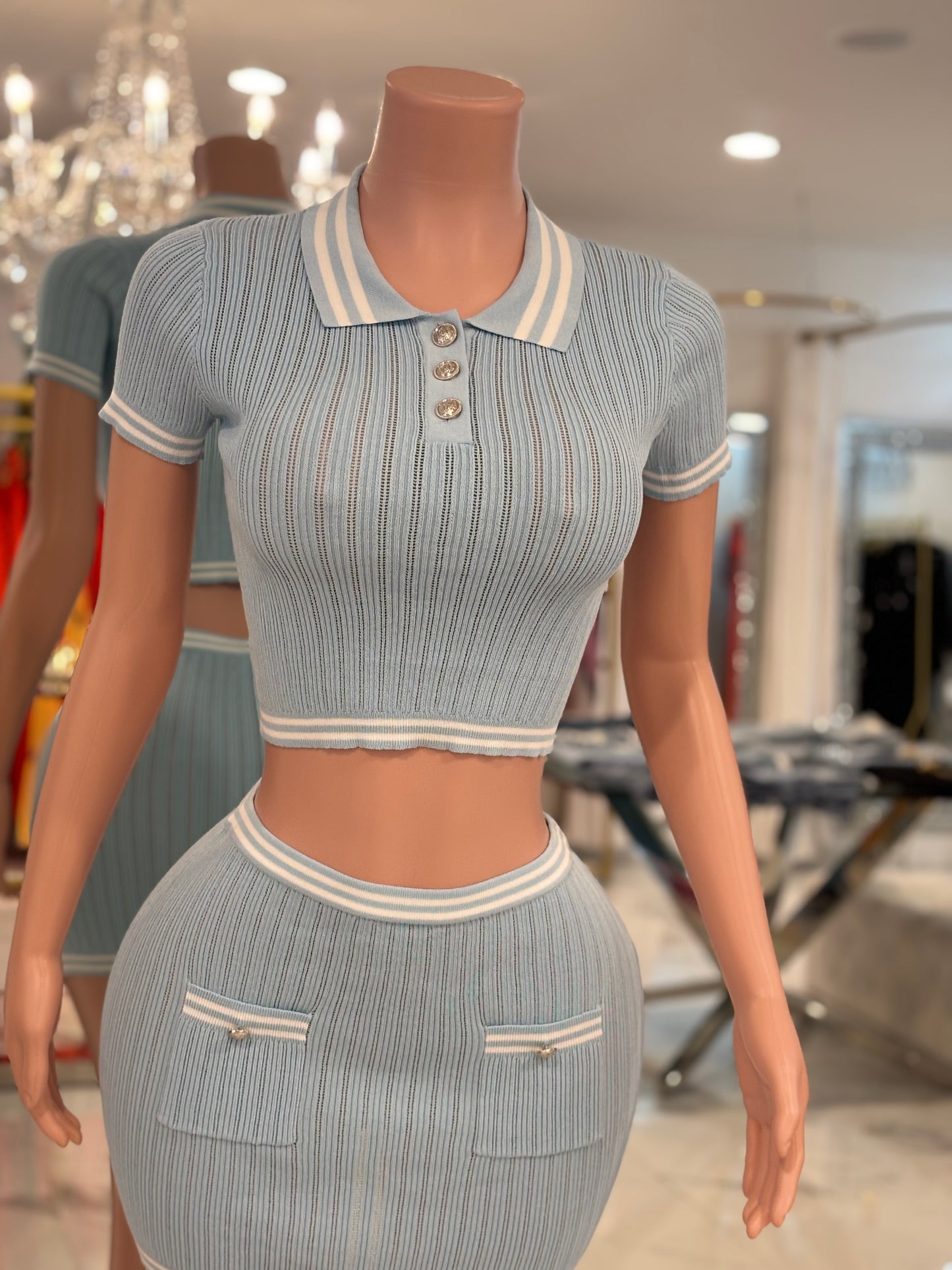 Sporty Chi Knit Skirt Set