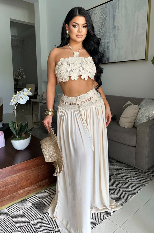 Bora-Bora Beige Torchon Skirt Set