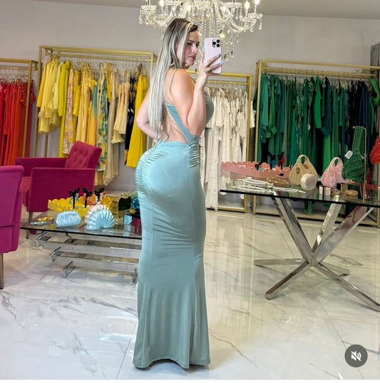 Dana Ruched Maxi Dress Green