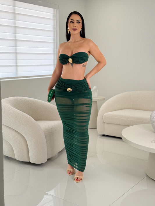 I'm a Little Tied Up Skirt Set Green